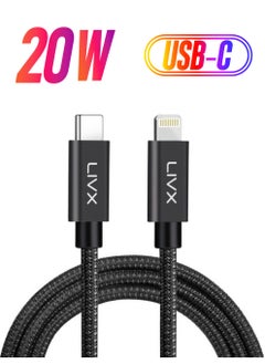 Horizontal 20W Type C To Lightning 3 Meters Apple iPhone iPad Fast Charging and Data Cable Space Gray Ipblt