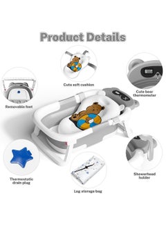 ONETO Baby Portable Foldable Bathtub For Newborn to Toddler With Soft Cushion Water Plug And Anti Slip Support Legs No-Slip Hanging And Detachable Bathtub  - Image 3