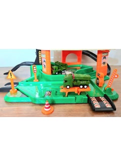 Apexma Toys Two-Storey Military Car Garage Track Set - 2 Pieces Metal Car 2-Storey Vehicle Station Set - Double-Storey Military Parking Game Track  - Image 5