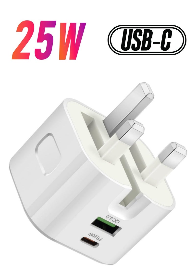JMARY 25W USB-C Dual Port Charger, Foldable Plug Wall Charger, Infino Travel Adapter, PD TYPE C+USB Quick Charge 3.0 - compatible with iPhone 12/13/14, Samsung, Huawei, iPad, Google Pixel - Image 1