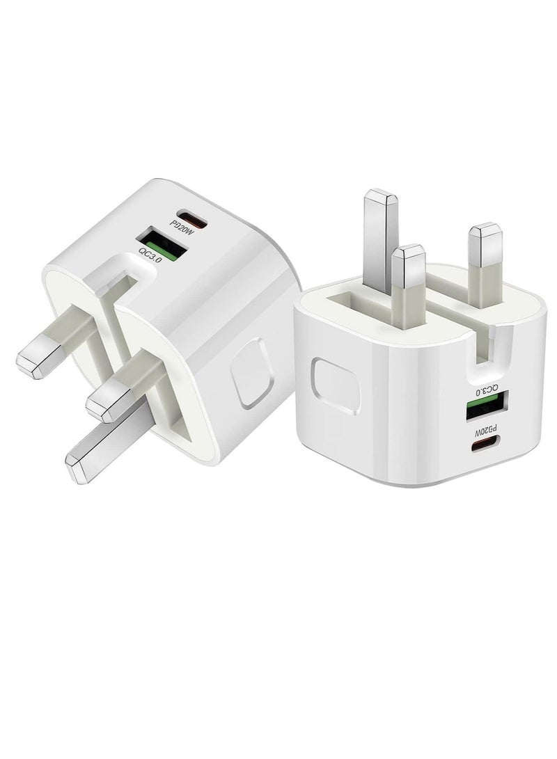 JMARY 25W USB-C Dual Port Charger, Foldable Plug Wall Charger, Infino Travel Adapter, PD TYPE C+USB Quick Charge 3.0 - compatible with iPhone 12/13/14, Samsung, Huawei, iPad, Google Pixel - Image 2