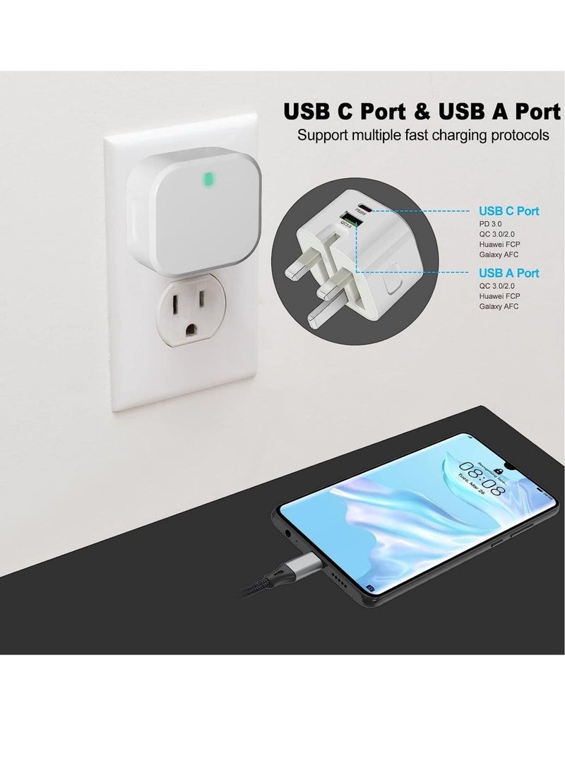 JMARY 25W USB-C Dual Port Charger, Foldable Plug Wall Charger, Infino Travel Adapter, PD TYPE C+USB Quick Charge 3.0 - compatible with iPhone 12/13/14, Samsung, Huawei, iPad, Google Pixel - Image 4
