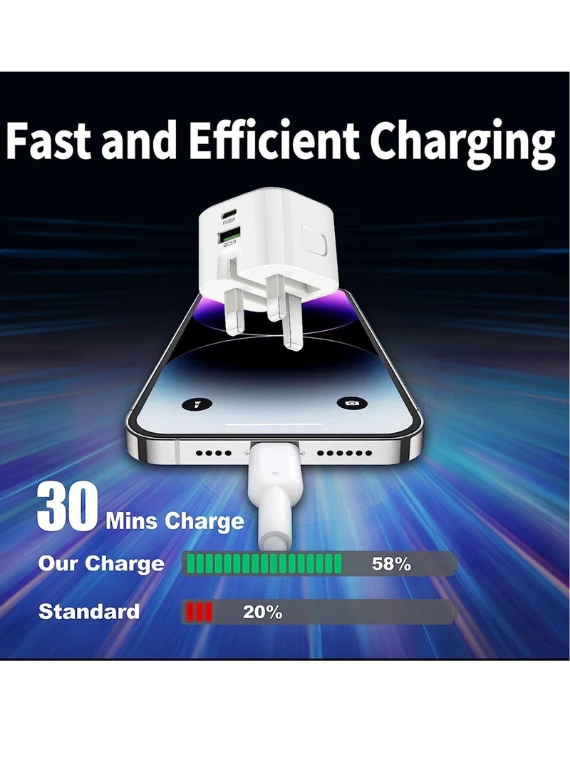 JMARY 25W USB-C Dual Port Charger, Foldable Plug Wall Charger, Infino Travel Adapter, PD TYPE C+USB Quick Charge 3.0 - compatible with iPhone 12/13/14, Samsung, Huawei, iPad, Google Pixel - Image 3