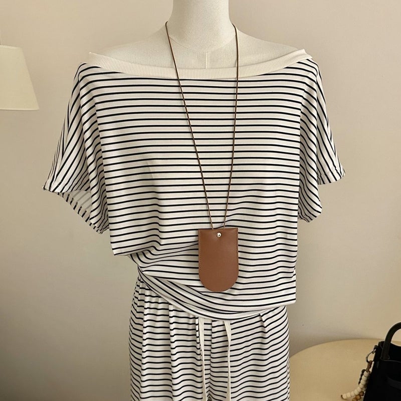 Women's Striped Long Sleeve Top and Shorts Pyjama Set - Image 3