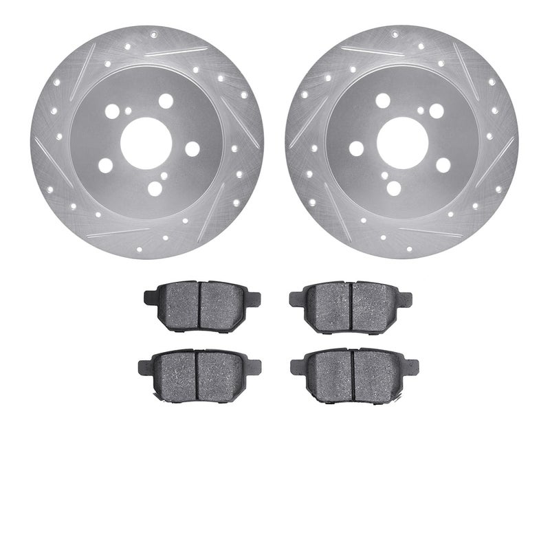 R1 Concepts Rear Brake Kit Fits 20112014 Lexus CT200h 20092010 Pontiac Vibe 20092011 Toyota Corolla Ceramic Brake Pads and Drilled Slotted Brake Rotors 102 Rear Rotor - Image 2