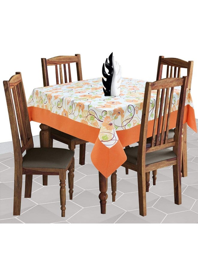AIRWILL Cotton Floral Pattern 4 Seater Table Cloth Pack of 1 pc (Orange) - Image 1
