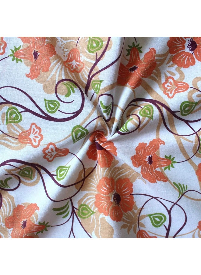 AIRWILL Cotton Floral Pattern 4 Seater Table Cloth Pack of 1 pc (Orange) - Image 2