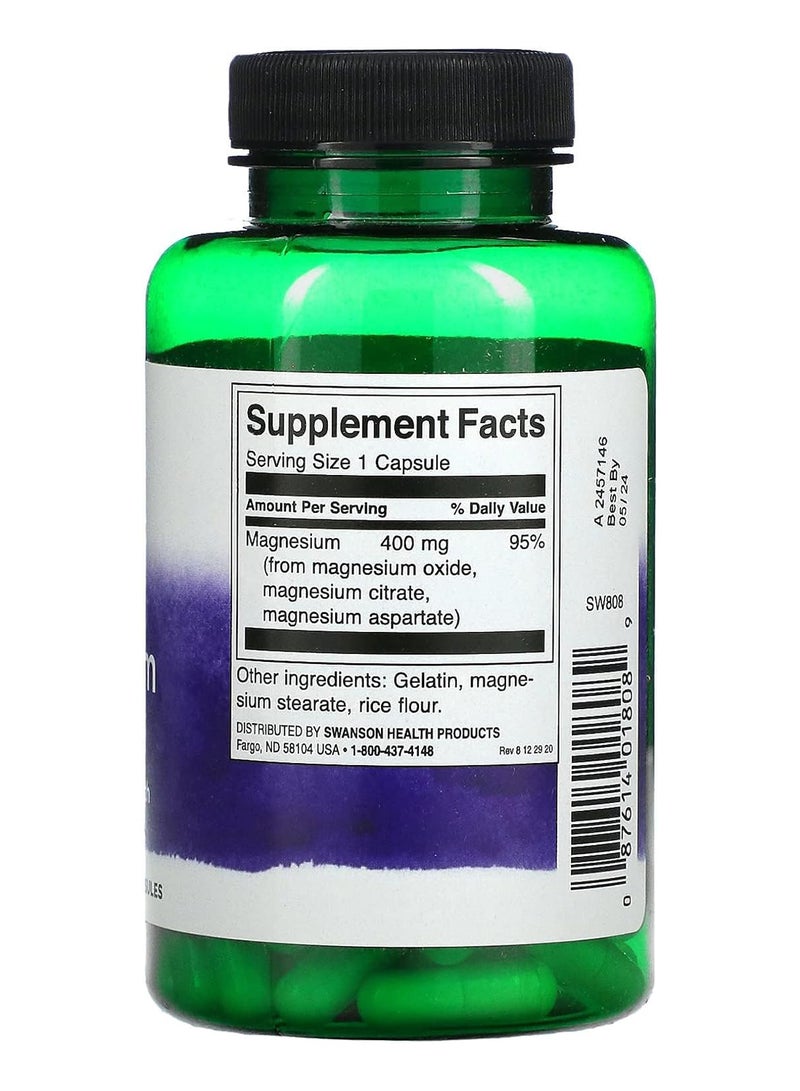 SWANSON Triple Magnesium Complex 400 Mg 100Caps - Image 2