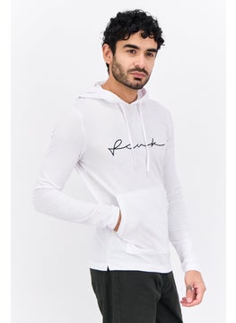 French Connection Men Hooded Embroidered Logo Long Sleeve Sweatshirt, White  - Image 2
