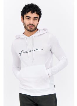 French Connection Men Hooded Embroidered Logo Long Sleeve Sweatshirt, White  - Image 1