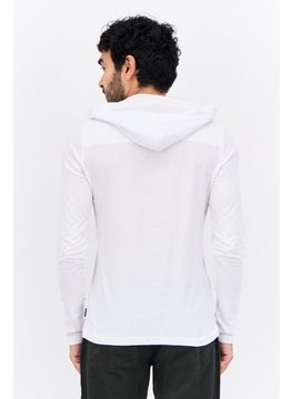 French Connection Men Hooded Embroidered Logo Long Sleeve Sweatshirt, White  - Image 3