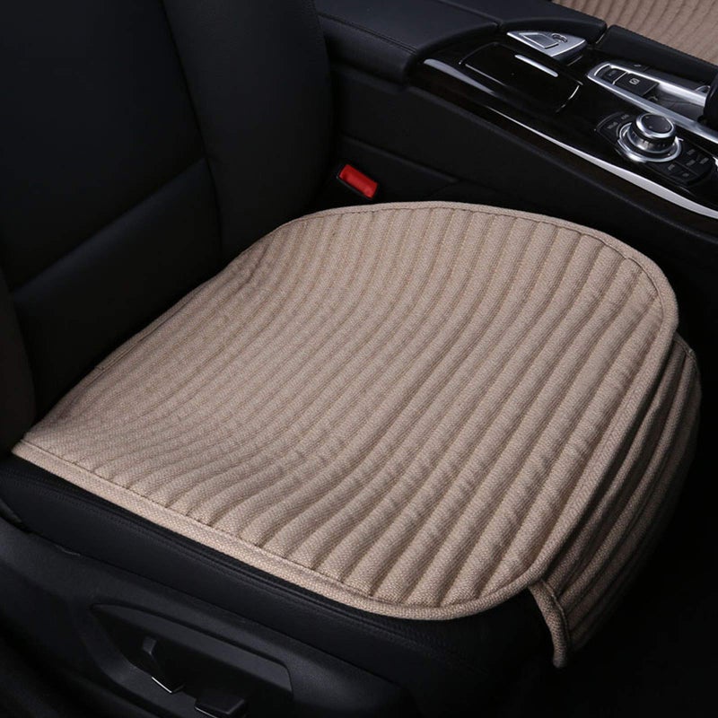 Suninbox Car Seat Covers,2Pack Bottom Car Seat Pads Cushions for Automobiles,Buckwheat Hulls Universal Leather Car Seat Protector Ventilated Driver seat Cover(2PC Beige Front Seat) - Image 1