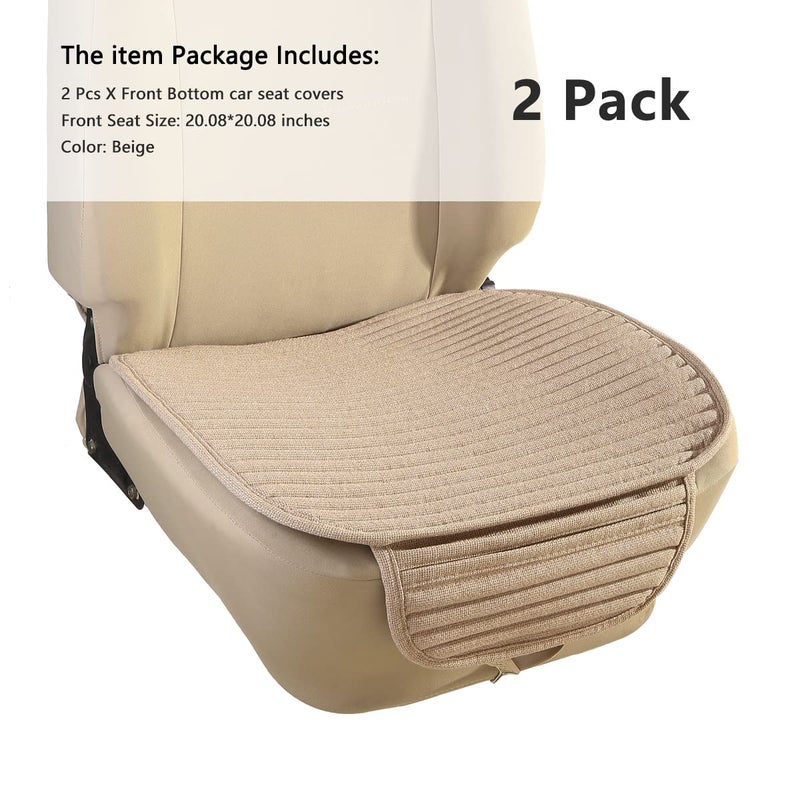 Suninbox Car Seat Covers,2Pack Bottom Car Seat Pads Cushions for Automobiles,Buckwheat Hulls Universal Leather Car Seat Protector Ventilated Driver seat Cover(2PC Beige Front Seat) - Image 2
