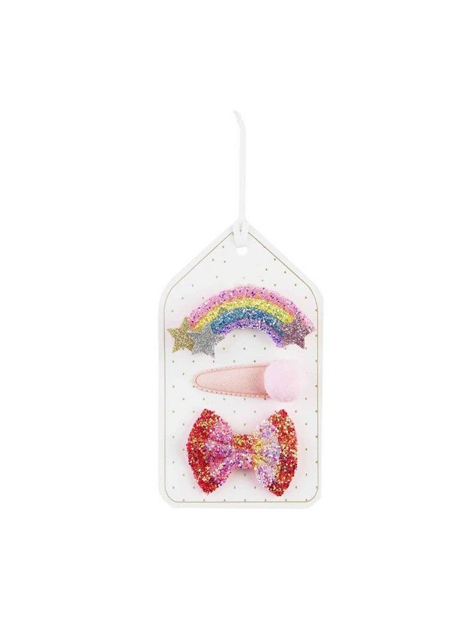 Mud Pie Baby Girls' Glitter Hair Clip Set, Rainbow, 1/2" x 2 3/4"