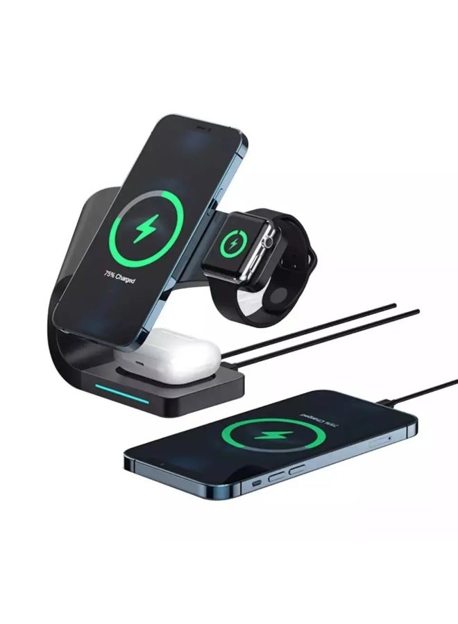 كي يو كي أتش محطة شحن لاسلكي متوافقة مع أجهزة iPhone و Apple Watch و AirPods وغيرها من الأجهزة التي تدعم تقنية Qi، قاعدة شحن سريع - Image 2