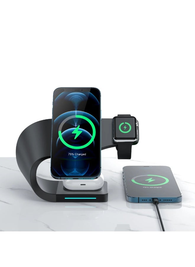 كي يو كي أتش محطة شحن لاسلكي متوافقة مع أجهزة iPhone و Apple Watch و AirPods وغيرها من الأجهزة التي تدعم تقنية Qi، قاعدة شحن سريع - Image 4
