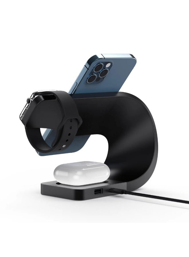 كي يو كي أتش محطة شحن لاسلكي متوافقة مع أجهزة iPhone و Apple Watch و AirPods وغيرها من الأجهزة التي تدعم تقنية Qi، قاعدة شحن سريع - Image 3