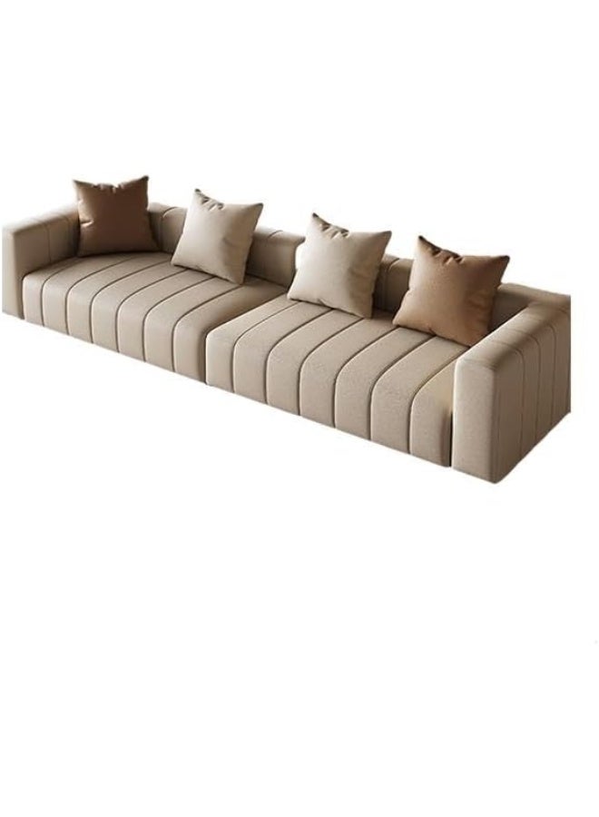 Comfynest Modern Sofa with Khaki Nappa Upholstery and Solid Wood Frame