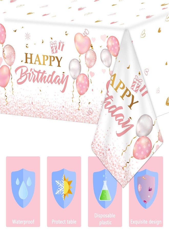 تفكس جيه 3 قطع من مفارش المائدة باللون الوردي والذهبي الوردي لتزيين حفلات أعياد الميلاد باللون الذهبي الوردي، أغطية طاولات بلاستيكية للاستخدام مرة واحدة للحفلات، مناسبة للطاولات المستطيلة، مثالية لحفلات الفتيات والسيدات، أعياد الميلاد، وحفلات الزفاف، مقاس 54 × 108 بوصة - Image 3