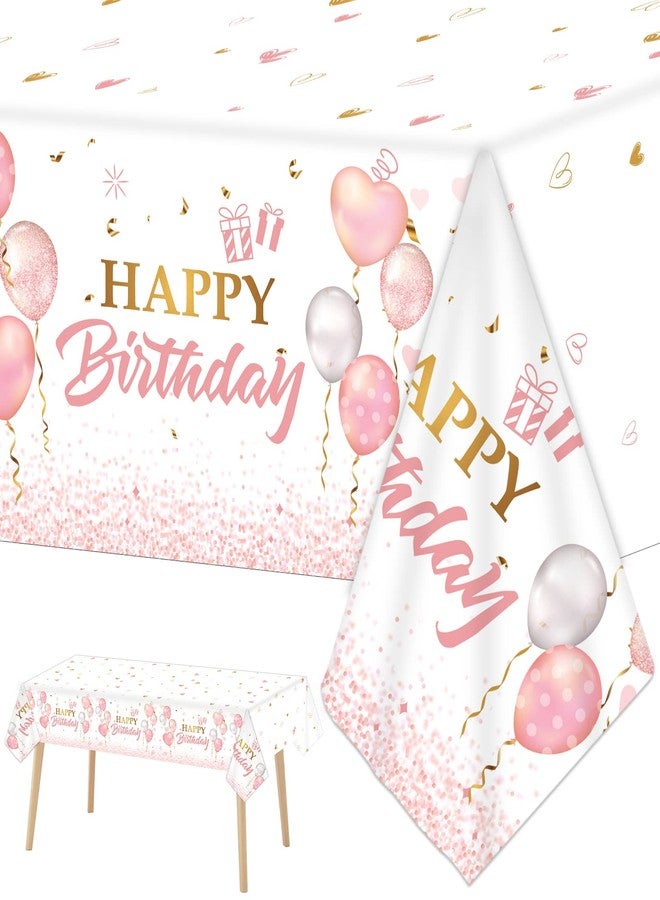 تفكس جيه 3 قطع من مفارش المائدة باللون الوردي والذهبي الوردي لتزيين حفلات أعياد الميلاد باللون الذهبي الوردي، أغطية طاولات بلاستيكية للاستخدام مرة واحدة للحفلات، مناسبة للطاولات المستطيلة، مثالية لحفلات الفتيات والسيدات، أعياد الميلاد، وحفلات الزفاف، مقاس 54 × 108 بوصة - Image 1