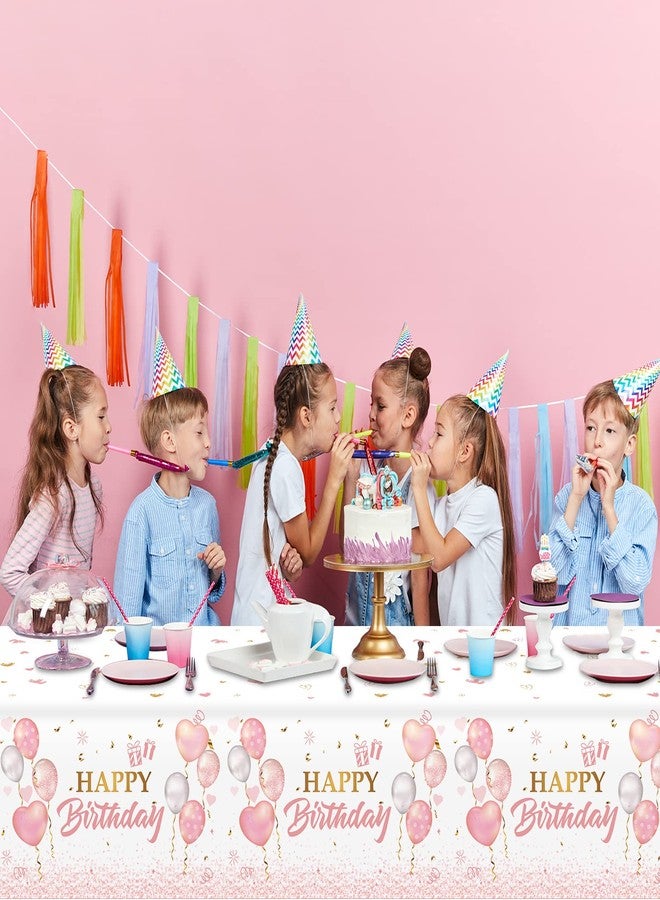 تفكس جيه 3 قطع من مفارش المائدة باللون الوردي والذهبي الوردي لتزيين حفلات أعياد الميلاد باللون الذهبي الوردي، أغطية طاولات بلاستيكية للاستخدام مرة واحدة للحفلات، مناسبة للطاولات المستطيلة، مثالية لحفلات الفتيات والسيدات، أعياد الميلاد، وحفلات الزفاف، مقاس 54 × 108 بوصة - Image 4