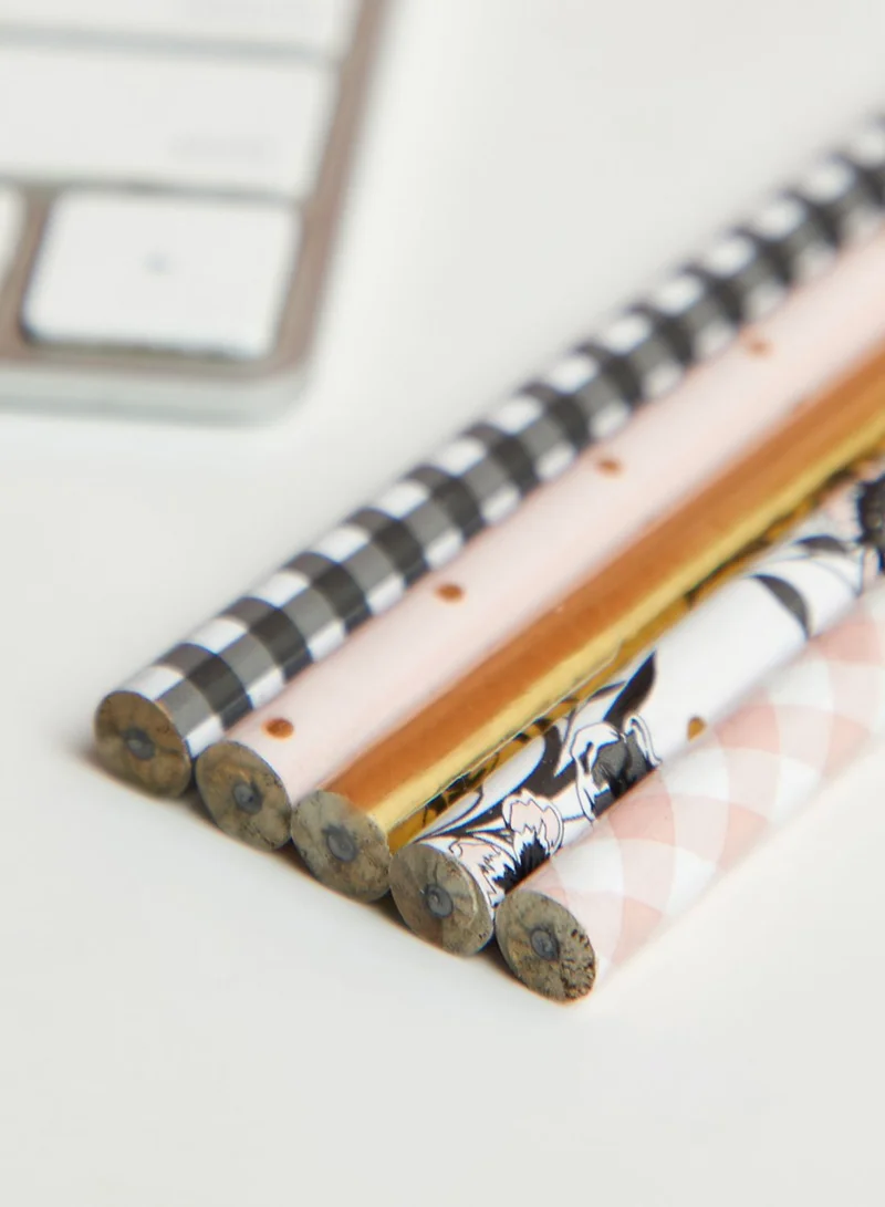 Tri-Coastal Set Of 5 Gold Foil Pencils In Gift Box