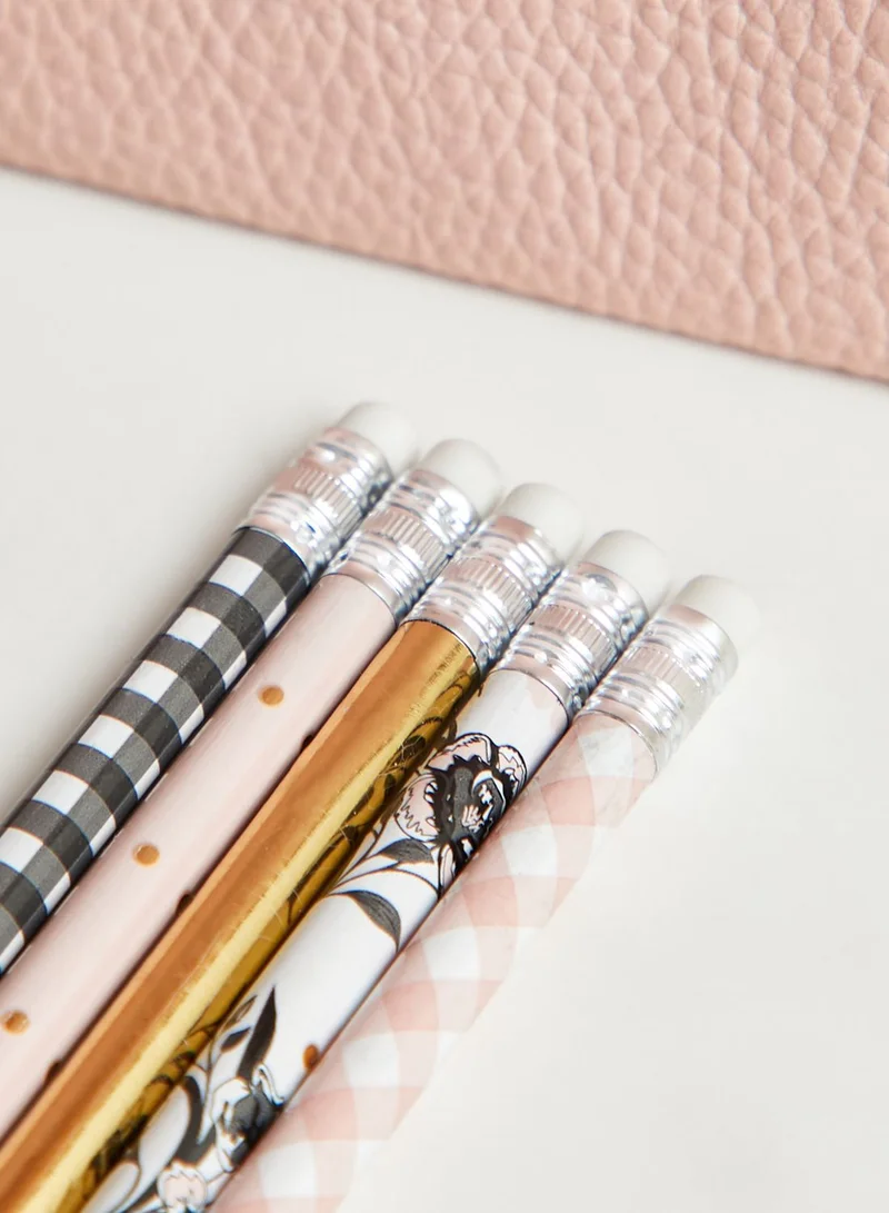 Tri-Coastal Set Of 5 Gold Foil Pencils In Gift Box