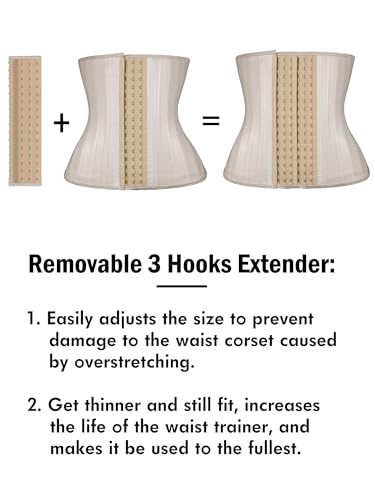 Atbuty Waist Trainer Hooks Extender Corset Bra Extender for 11.5 Inches Waist Cincher (Beige, 11.5 Inches) - Image 3