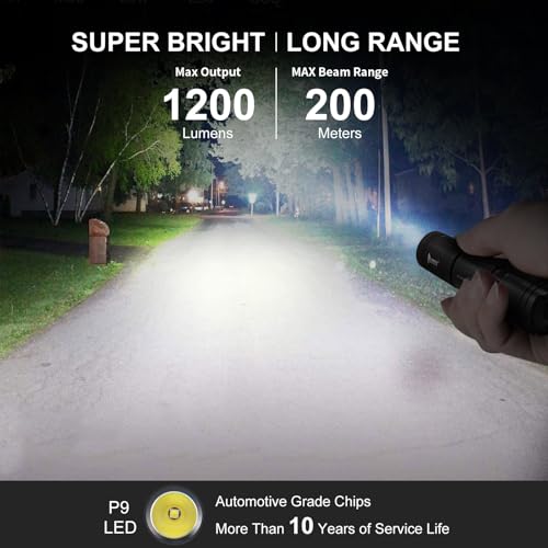 Wuben L50 Rechargeable Tactical Flashlights, 1200 Lumens, IP68 Waterproof, 5 Modes for Emergency, Rescue, Inspection, Hunting - Image 2