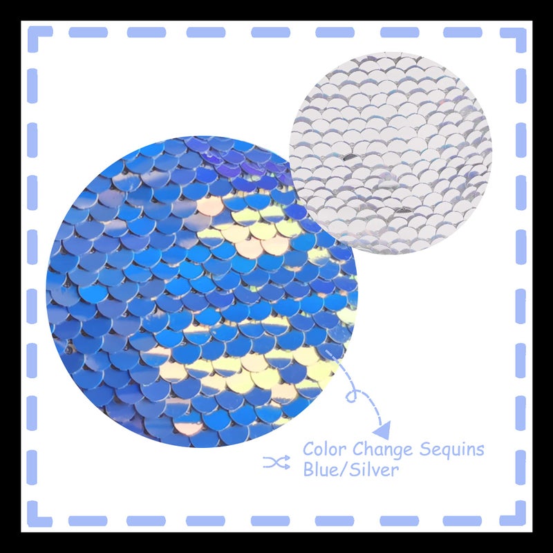 Toandon Girls Kids Canvas Shoes Sneakers for Toddler Boys Color Change Flipping Sequins Glitter Sparkle Slip On High Top Adjustable Hook Loop Straps Velcro Non-Slip Lightweight Blue Size 4 - Image 3