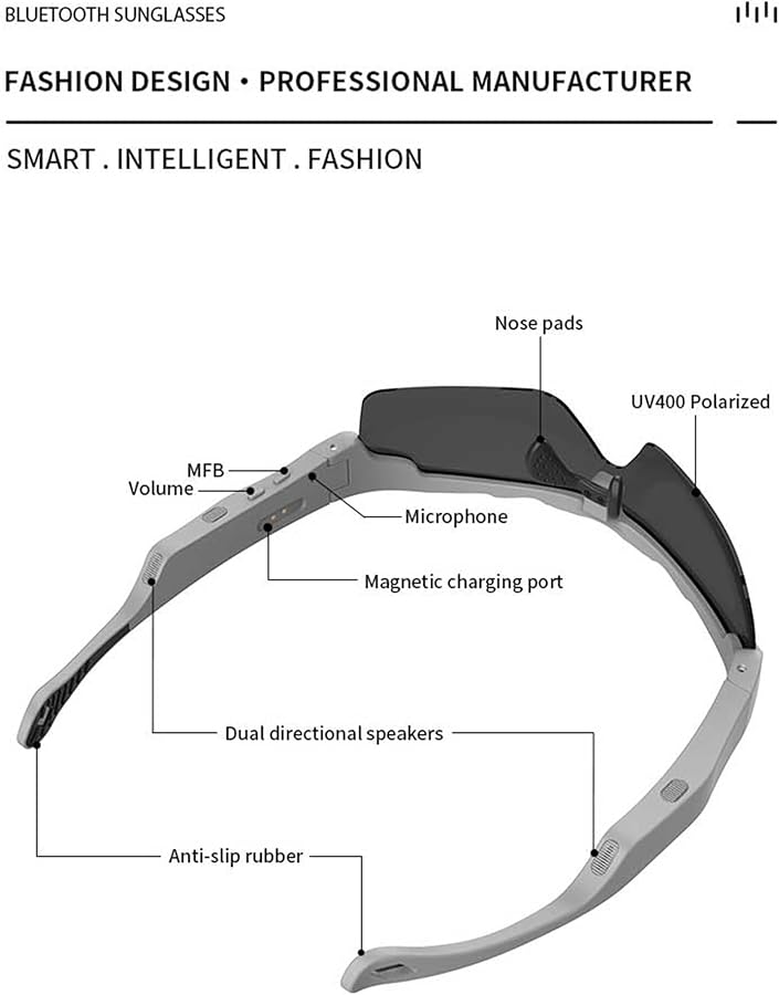 نظارات شمسية رياضية ذكية بلوتوث زرقاء مستقطبة مع سماعات للرجال والنساء - Image 5