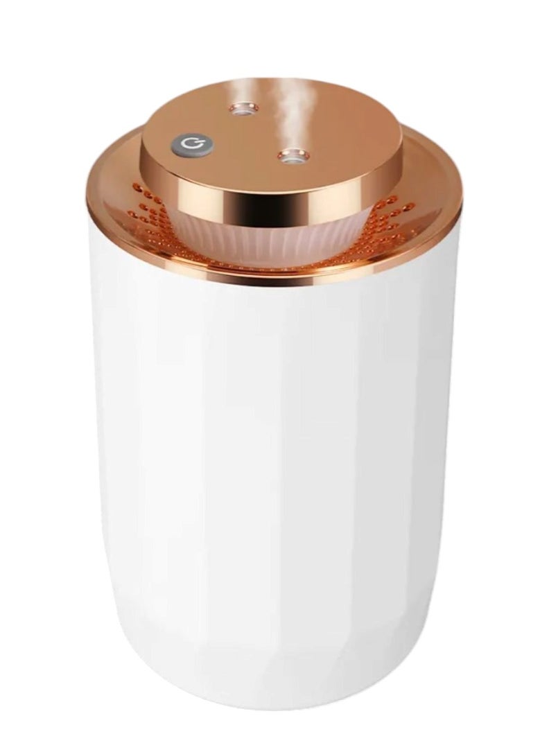 ماركة غير محددة مرطب هواء صغير 2200 مل مع موزع مزدوج للزيوت العطرية، مرطب هواء برذاذ بارد USB للسيارة والمكتب وغرفة النوم (أبيض)  - Image 1