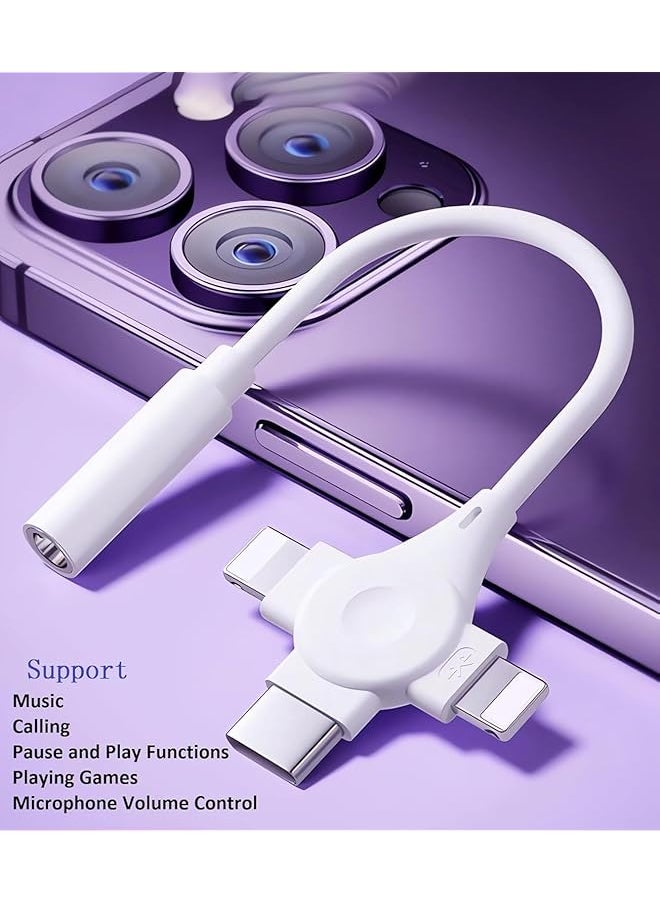 erorex - Adapter For Iphone Headphone 3 In 1 Lightning To 3.5Mm Headphone Jack Aux Audio Adapter Usb Type C Dongle For Iphone 15 15 Pro Max For Iphone 14 13 12 11 Xs Xr 8 7 6 Ipad Galaxy - Image 1