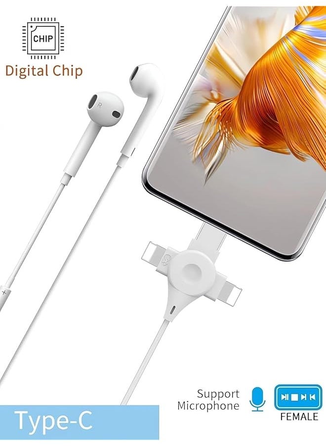erorex - Adapter For Iphone Headphone 3 In 1 Lightning To 3.5Mm Headphone Jack Aux Audio Adapter Usb Type C Dongle For Iphone 15 15 Pro Max For Iphone 14 13 12 11 Xs Xr 8 7 6 Ipad Galaxy - Image 1