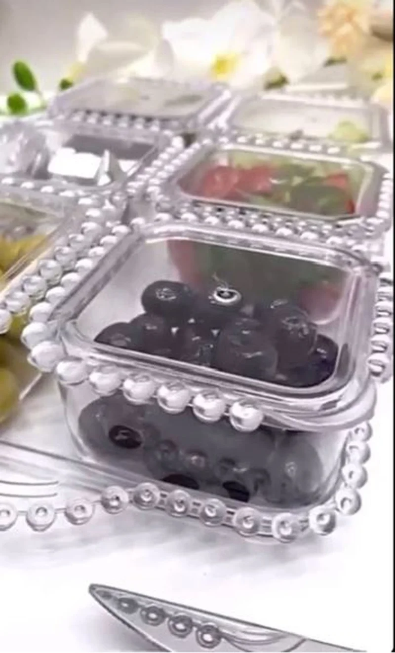 Hane216 Beaded Breakfast Set with Tray, 6 Compartment Breakfast Set, Breakfast Set