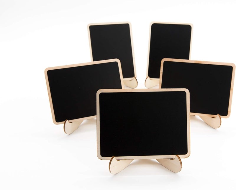 DSTELIN 20 Pack Wood Mini Chalkboards Signs with Support Easels, Place Cards, Small Rectangle Chalkboards Blackboard for Weddings, Birthday Parties, Message Board Signs and Event Decorations - Image 5
