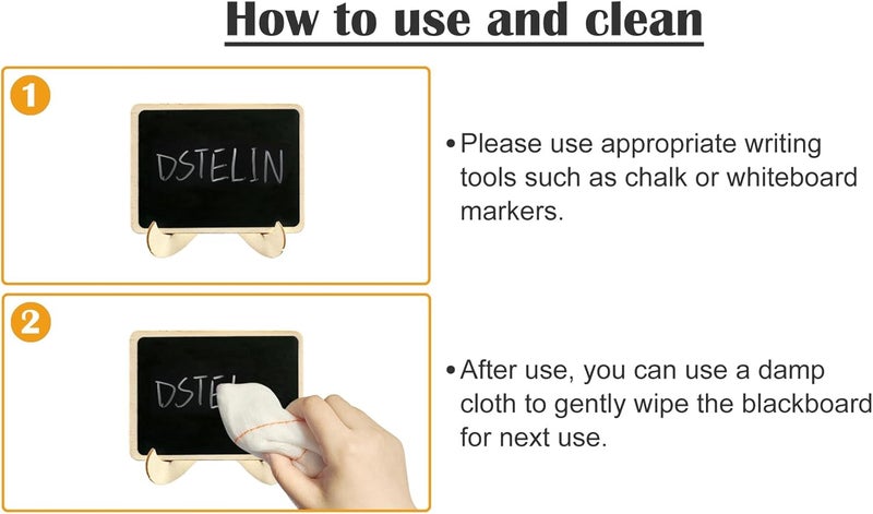 DSTELIN 20 Pack Wood Mini Chalkboards Signs with Support Easels, Place Cards, Small Rectangle Chalkboards Blackboard for Weddings, Birthday Parties, Message Board Signs and Event Decorations - Image 3