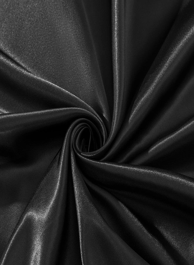 MILVOWOC Satin Fitted Sheet Twin XL, Black Single, Luxury Deep Pocket Bottom Bed Sheet, Soft Silky Bedding - Image 5