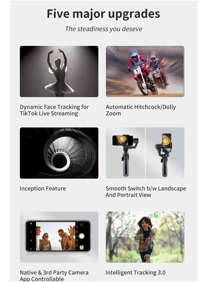 JAJEEK Capture 2S 3-Axis Handheld Gimbal Stabilizer – Bluetooth Connection, Focus Pull & Zoom, Compatible with Smartphones – Ideal for Smooth Video Recording, Live Vlogging, and Cinematic Shots – Perfect for Content Creators and Influencers  - Image 3