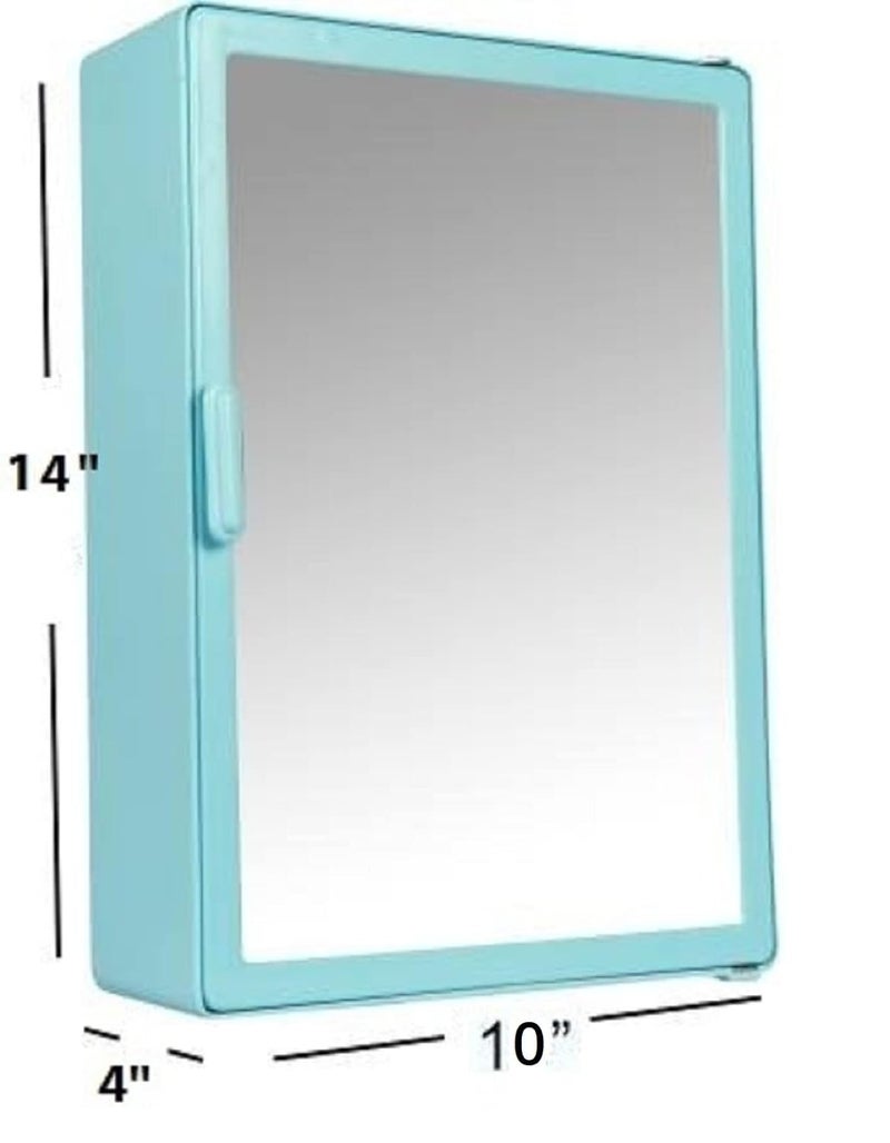 Maskey Size 14 x 10 x 4 Inches Small Designer Multiuse Virgin Plastic Small StorageMedicineBathroom Mirror Cabinet for Home and Corporate Use Anglo Blue - Image 3