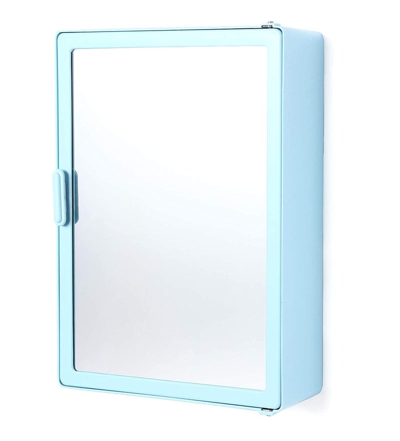 Maskey Size 14 x 10 x 4 Inches Small Designer Multiuse Virgin Plastic Small StorageMedicineBathroom Mirror Cabinet for Home and Corporate Use Anglo Blue - Image 1