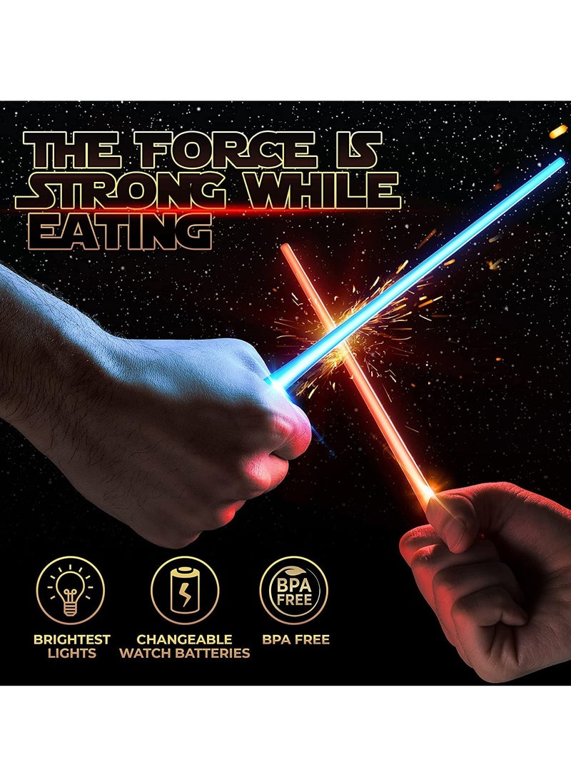 Excefore - Light Up Lightsaber Chopsticks,LED Glowing Light Saber Chop Sticks Reuseable Sushi Lightup Sabers Bright LEDs - Red and Blue(2 Pairs) - Image 1