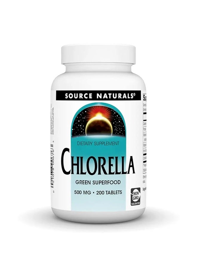 أقراص كلوريلا ٥٠٠ مجم - مكمل غذائي من الطحالب النباتية، نباتي وغير معدل وراثيًا، ٢٠٠ قرص