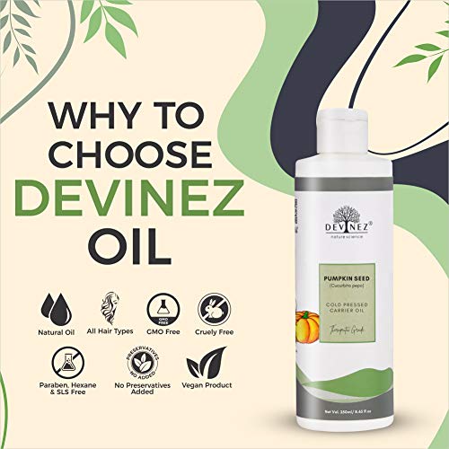Devinez Pumpkin Seed Pure Cold Pressed Certified Oil, 250ml with Flip-Top Cap - 100% Pure, Natural & Undiluted for hair loss, Younger looking, healthier skin & Natural Remedies - Image 2