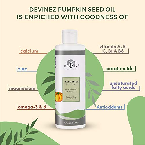 Devinez Pumpkin Seed Pure Cold Pressed Certified Oil, 250ml with Flip-Top Cap - 100% Pure, Natural & Undiluted for hair loss, Younger looking, healthier skin & Natural Remedies - Image 4