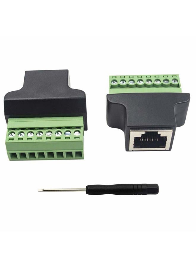 Poyiccot RJ45 Breakout, RJ45 Screw Terminal Adaptor Connector, 2-Pack 8p8c Female Jack to 8 Pin Screw Terminal Connector for Cat7 Cat6 Cat5 Cat5e Ethernet Extender CCTV Digital DVR Network Adapter - Image 1
