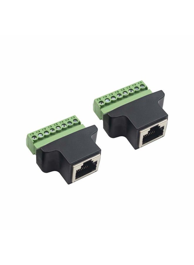 Poyiccot RJ45 Breakout, RJ45 Screw Terminal Adaptor Connector, 2-Pack 8p8c Female Jack to 8 Pin Screw Terminal Connector for Cat7 Cat6 Cat5 Cat5e Ethernet Extender CCTV Digital DVR Network Adapter - Image 2
