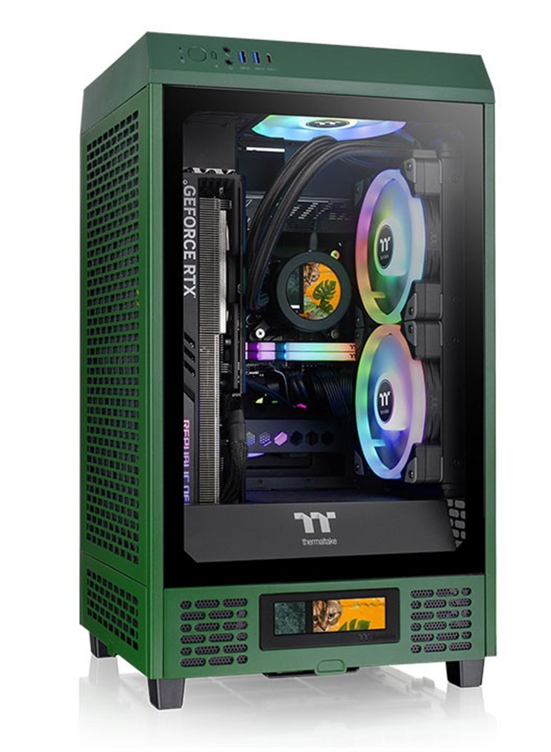 Thermaltake The Tower 200 Racing Green Mini Computer Case, SPCC+Tempered Glass Material, Supports Up to 280mm Radiator, Up to 4 Fans Support, Removable Dust Filter, CA-1X9-00SCWN-00 Racing Green - Image 1