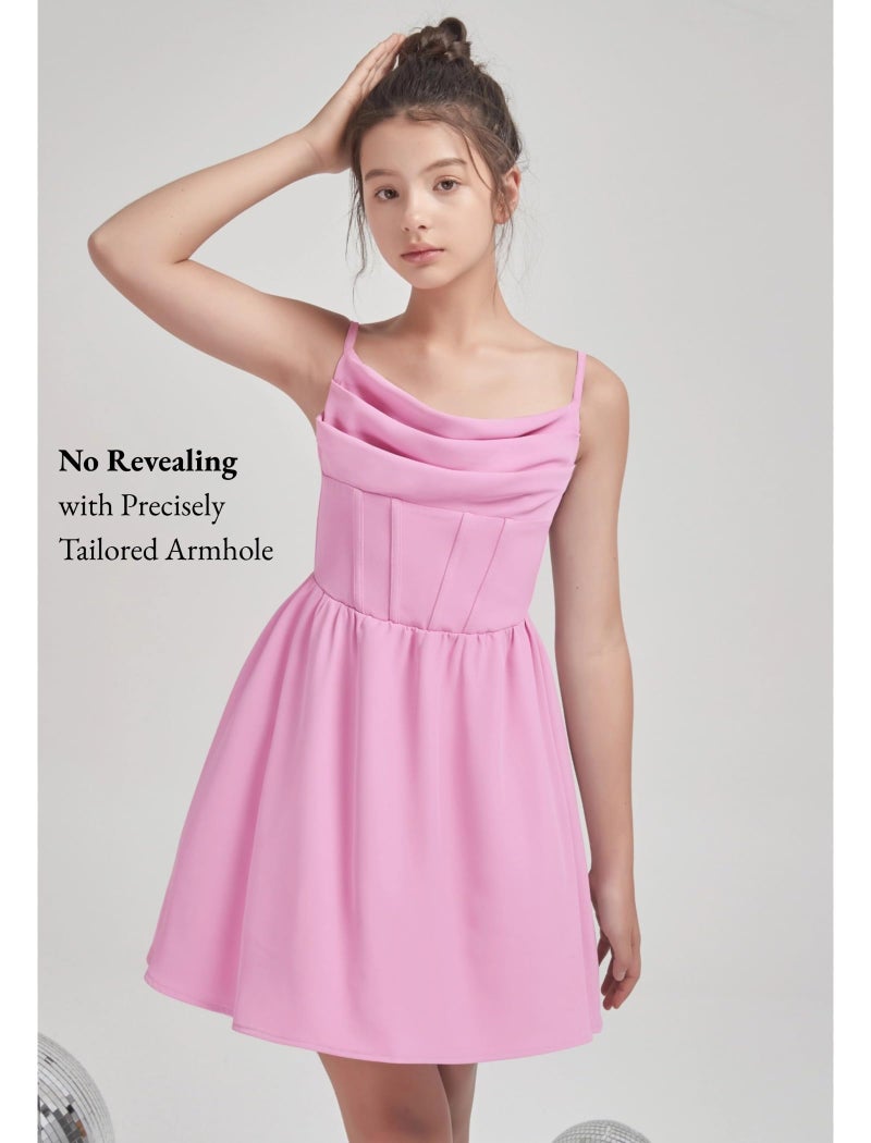 EXARUS Girls Formal Dress Tween Party Dance Spaghetti Strap Birthday Cocktail Teen Junior Wedding HOCO Ruffle Mini Elegant Dresses Light Hot Pink 10 Years - Image 4