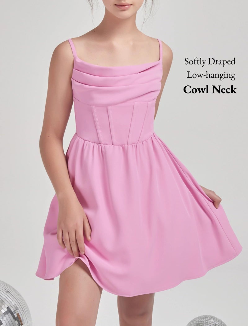 EXARUS Girls Formal Dress Tween Party Dance Spaghetti Strap Birthday Cocktail Teen Junior Wedding HOCO Ruffle Mini Elegant Dresses Light Hot Pink 10 Years - Image 2